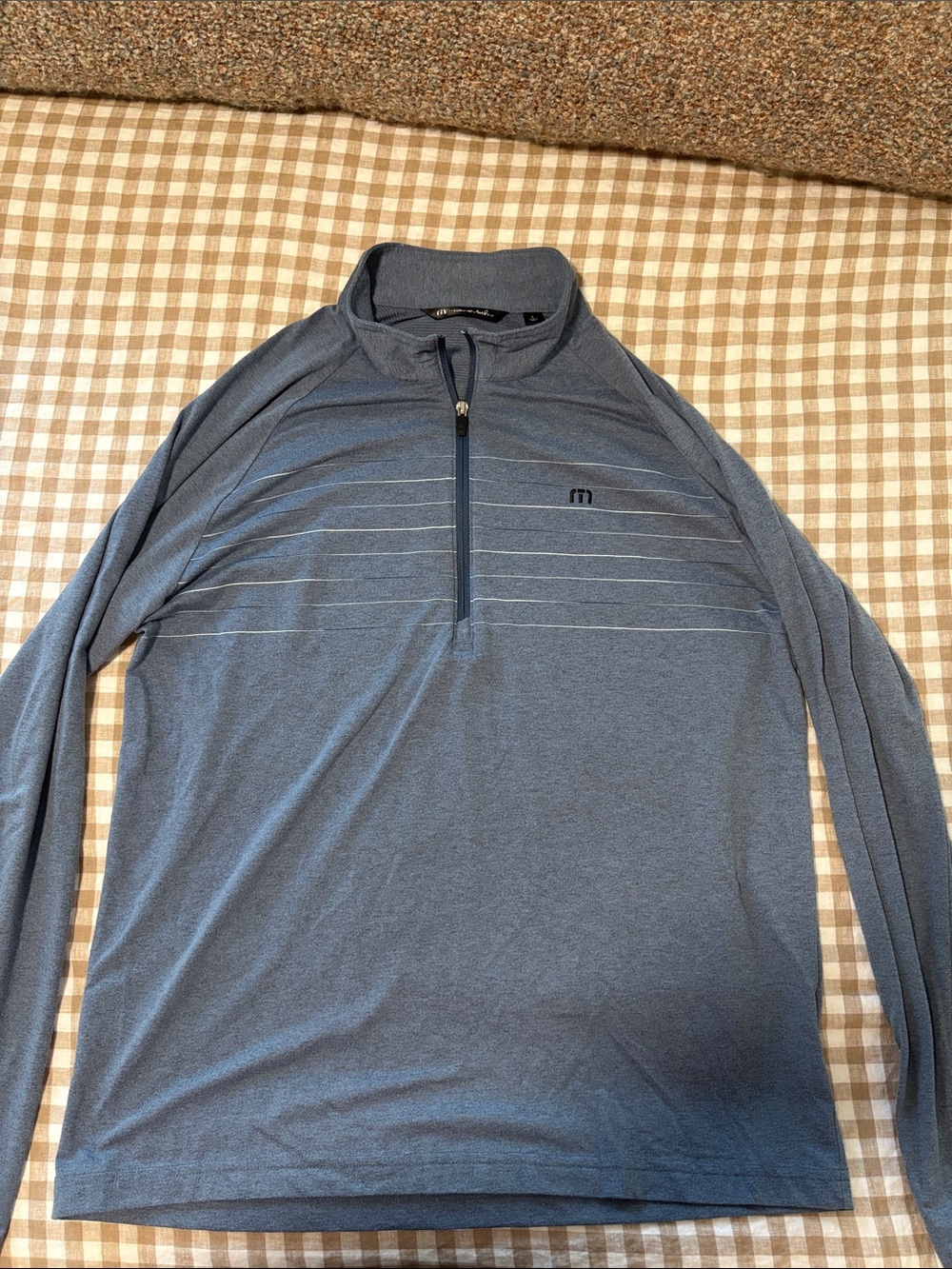 Travis Mathew Men's Heathered Blue Quarter-Zip Pullover